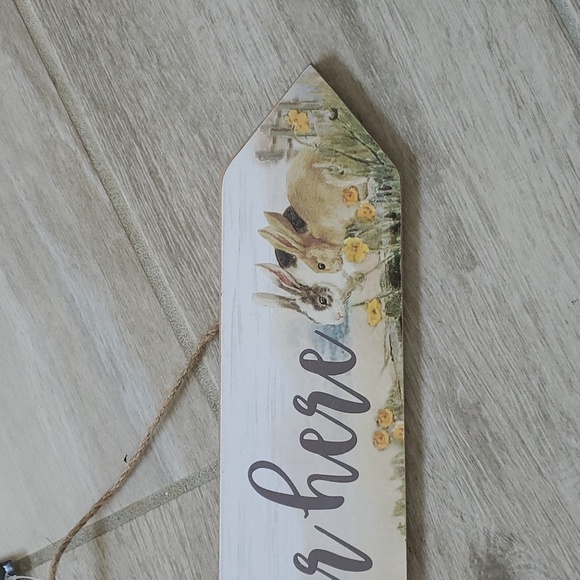 NWT Gather Here Wooden Hanging Arrow Sign Easter/Spring - Picture 2 of 5